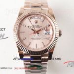 Perfect Replica Swiss Rolex Everose Gold Day Date Sundust Dial 40mm Watch